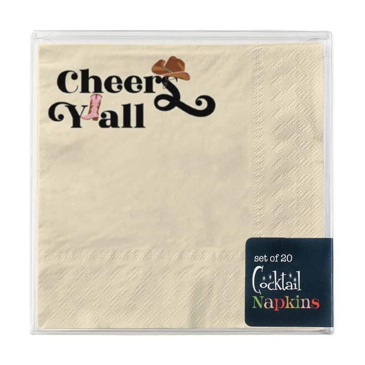 Mod Lounge Paper Company - Wholesale Disposable napkin - Cheers Y'all Western Cowgirl Cocktail Beverage Napkin3