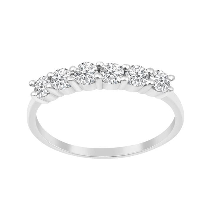 Rundskåret 0,3Ct Ægte Moissanit 925 Sterling Sølv Halv Evighedsring til Kvinder for engroshandel hos Star Joya