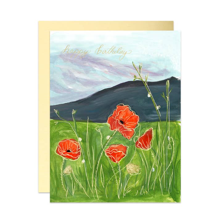 Poppies Happy Birthday Card for wholesale by Dreamers Supply Co.