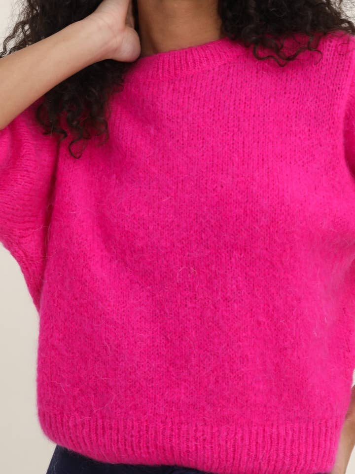 NAÏS PARIS - Wholesale Knit Sweater - Women's - MOHAIR AND WOOL SHORT SLEEVE CREW NECK SWEATER