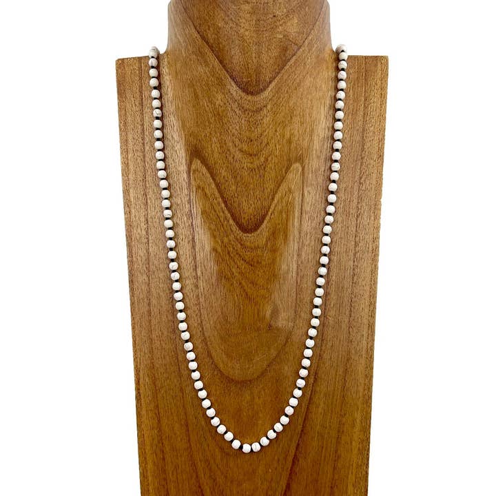 NKS230708-42 34 inches long 6mm white stone beads Necklace for wholesale by Western Elite Jewelry