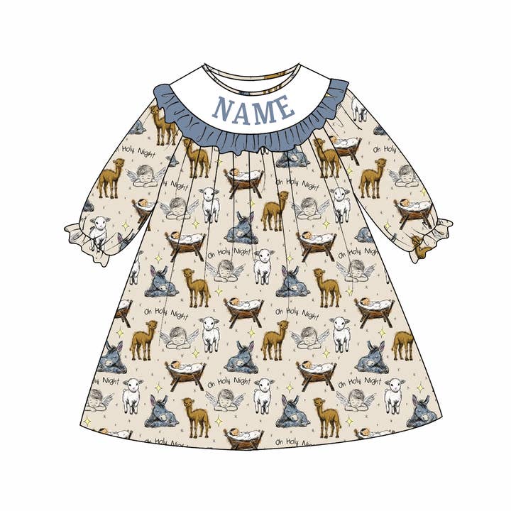 Little Trendy - Wholesale Dress - Kids - Customizable embroidered name smocked Christmas dress5