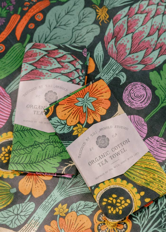 Lili Arnold - Wholesale Tea Towel - Organic Cotton Tea Towel - Midnight Veggie4