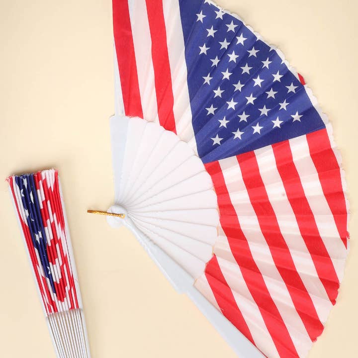American Flag Folding Hand Fan ( 12 Pack ) for wholesale by SP Sophia Collection