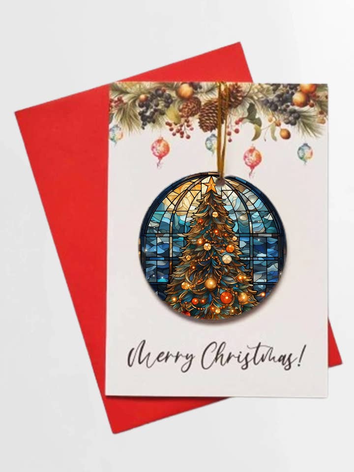 Weihnachts-Glasmalerei Deck the Tree mit abnehmbarer Weihnachtsbaumkugel für den Großhandel von Homemade Hollydays Wholesale