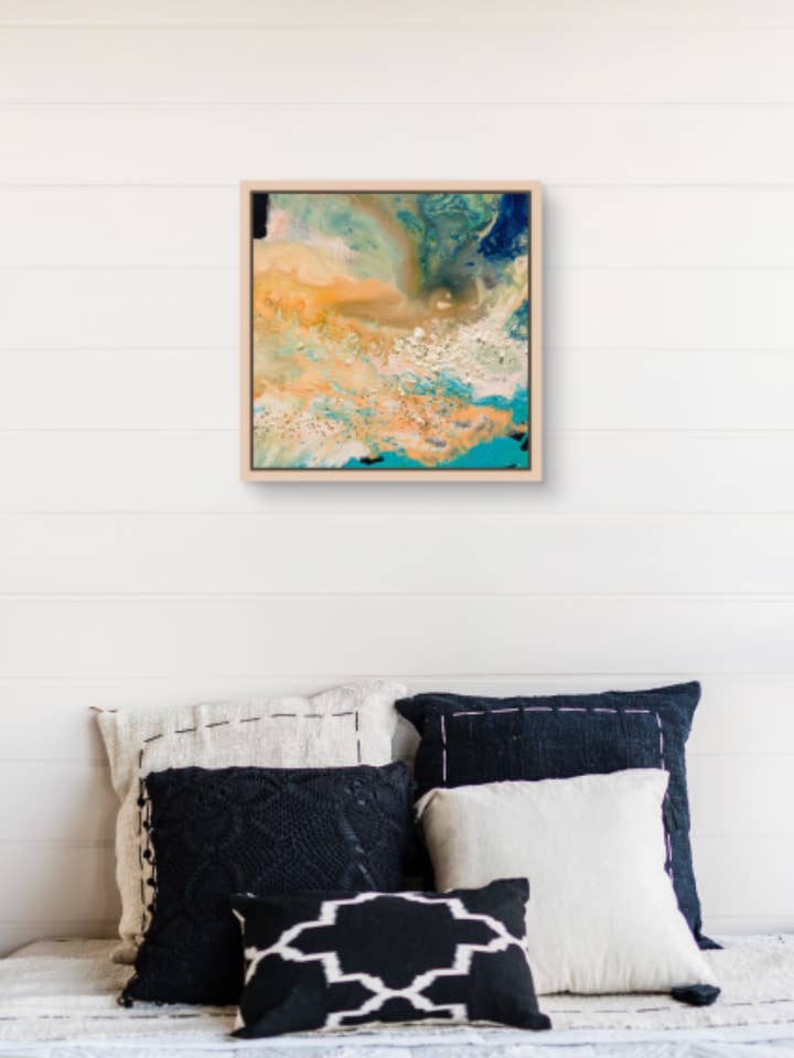 ORANGE PEACH REEF - SQUARE PRINT for wholesale by Sarah CK Art