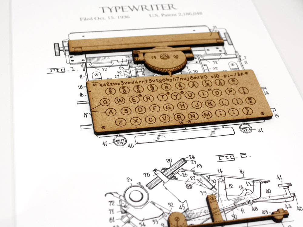 Simply Cut Art - Vente Affiche d&#x27;art - Art breveté de machine à écrire, cadeaux pour écrivains3