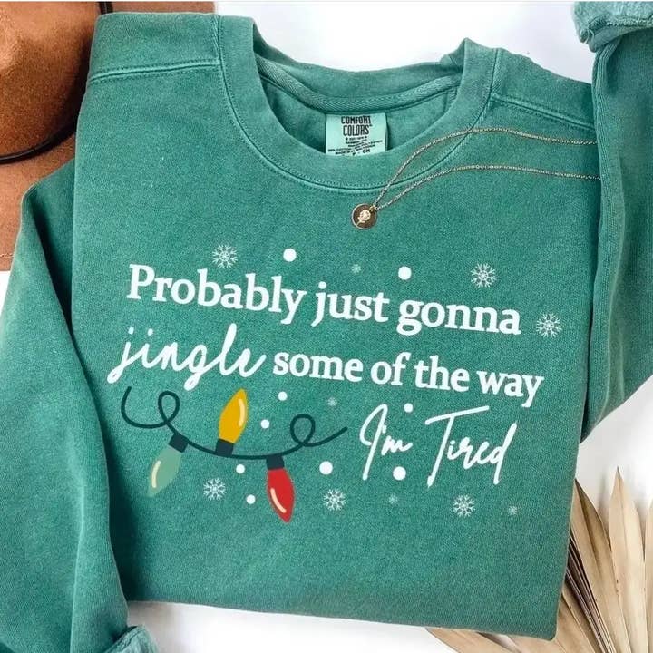 Camisola Comfort Colors Provavelmente Só Vai Tocar, Camisola de Natal por atacado de Glaime