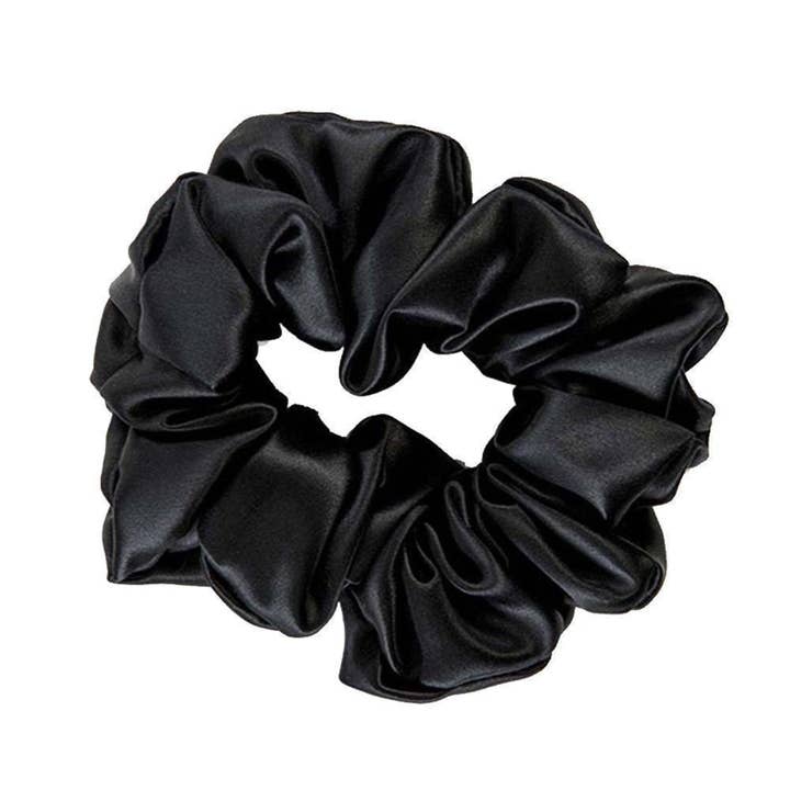 Silk scrunchie black thick for wholesale by Sleep In Beauty