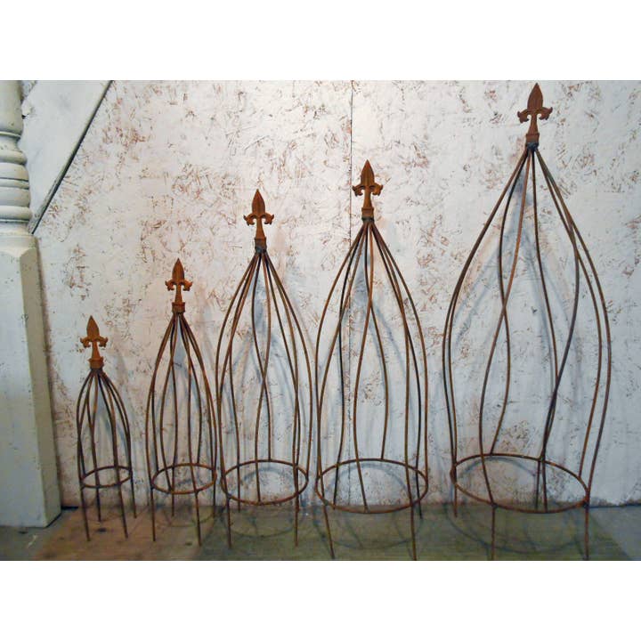 Garden Iron And More - Wholesale Outdoor Ornament/Decor - Wrought Iron Swirl with Finial Topiaries Set of 5