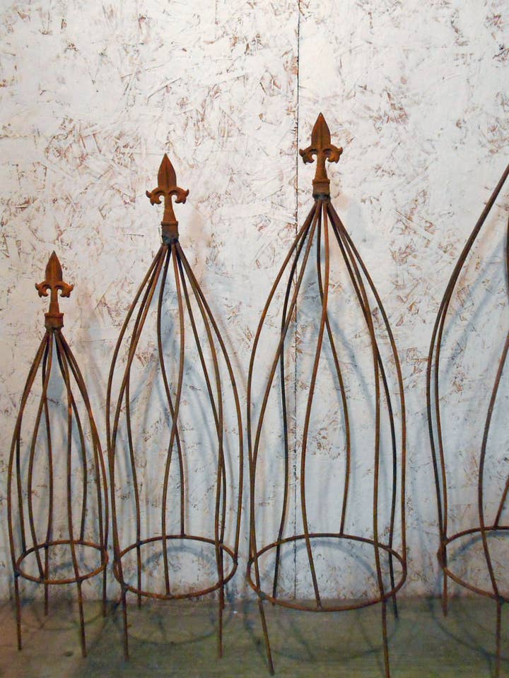 Wrought Iron Swirl with Finial Topiaries Set of 5 for wholesale by Garden Iron And More