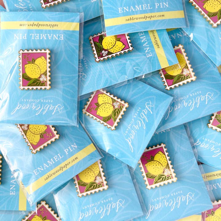 Sablewood Paper Company - Wholesale Lapel Pin/Button - Cheery Lemons Enamel Pin4
