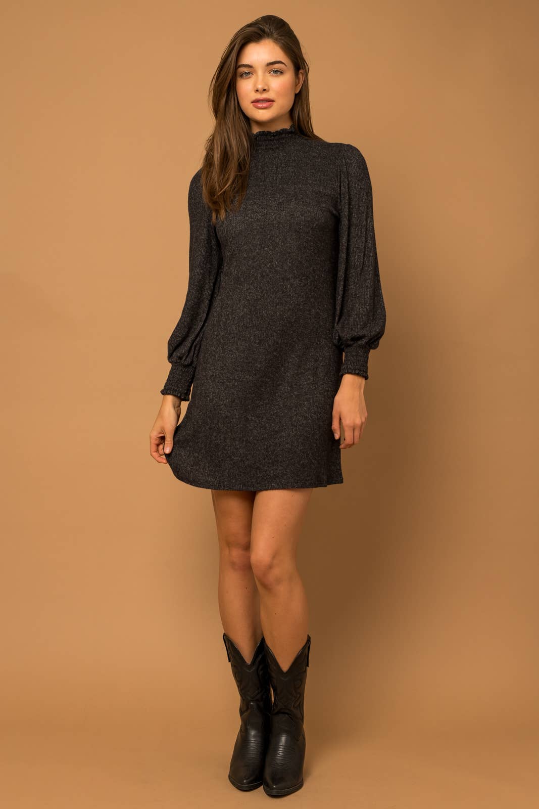 Black LONGSLEEVE MIDI DRESS for wholesale on Faire4
