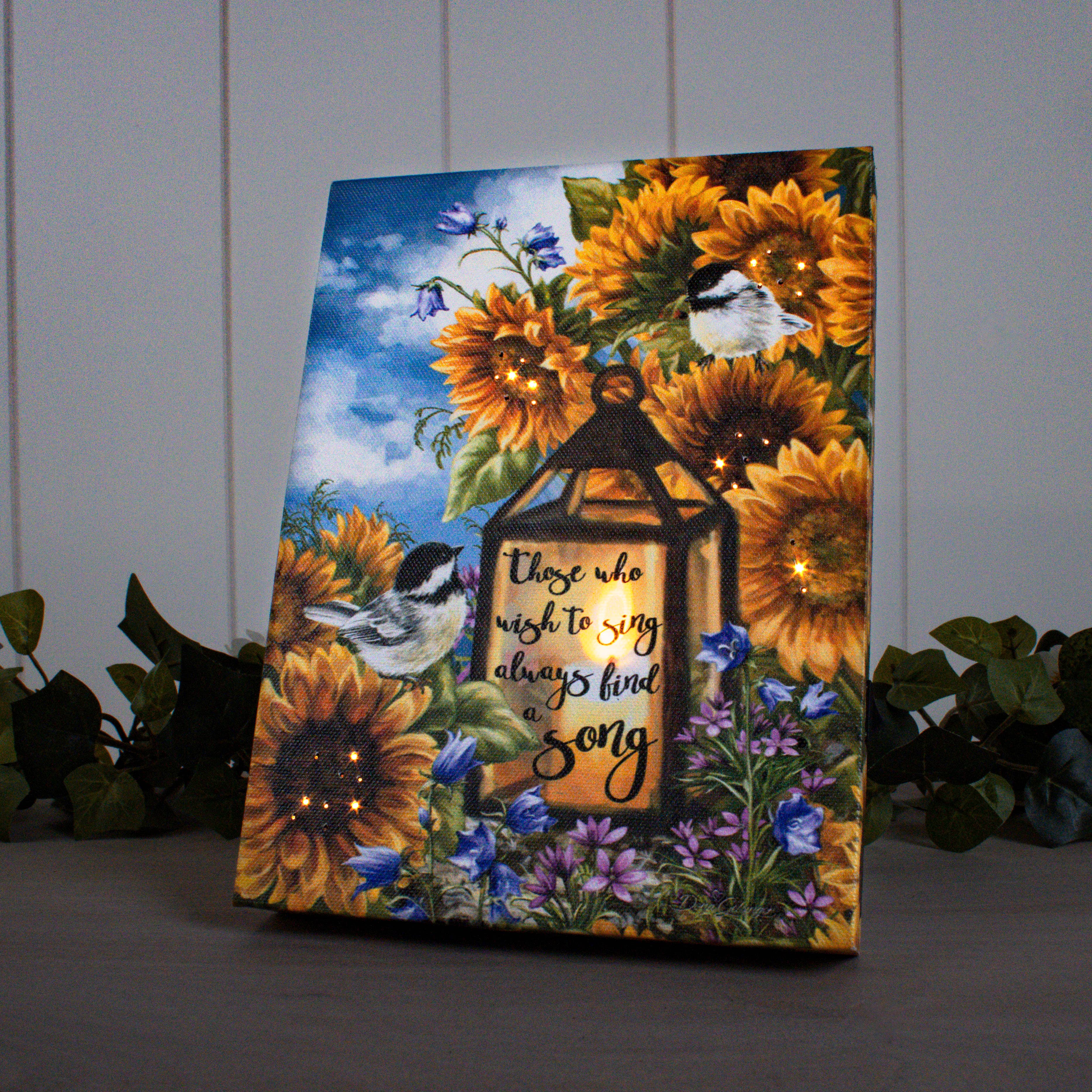 Glow Decor - Wholesale Decorative Tabletop Object - Sunflower Friends 8x6 Lighted Tabletop Canvas1