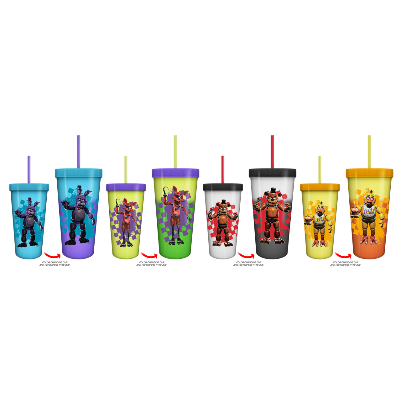 Silver Buffalo - Wholesale Drinking Glass/Cup - FNAF Delivery Boxed 24oz 4pk Color Change Plastic Tumbler0