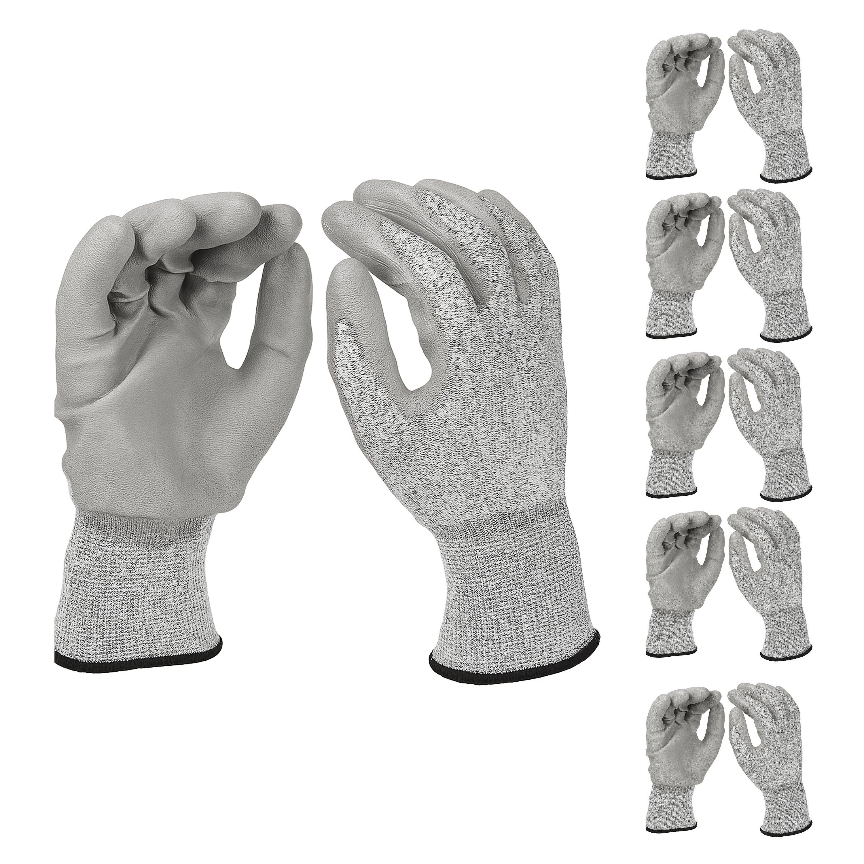 Kproduct4u - Wholesale Gloves - Unisex - Black Melange HPPE Blended Glove - Grey PU Palm coated (4 Sizes), 5ea0