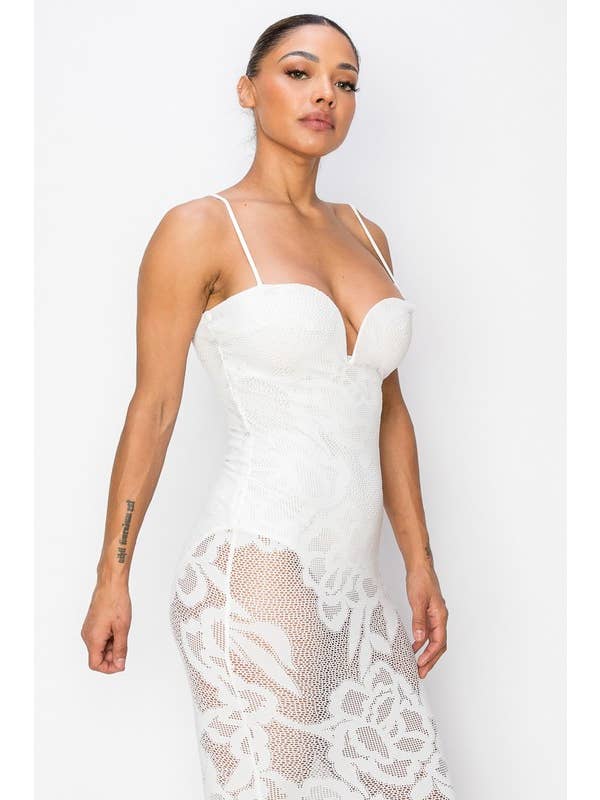 Kimcine - Wholesale Dress - Women's - KD9738-spaghetti strap lace maxi dress(REVISE)12