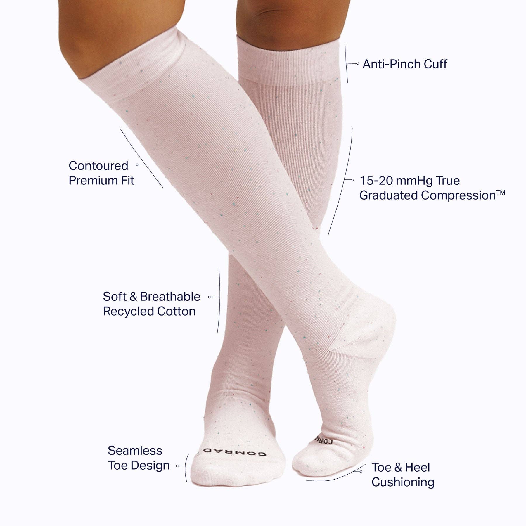 Rose Recycled Cotton Compression Socks for wholesale on Faire4