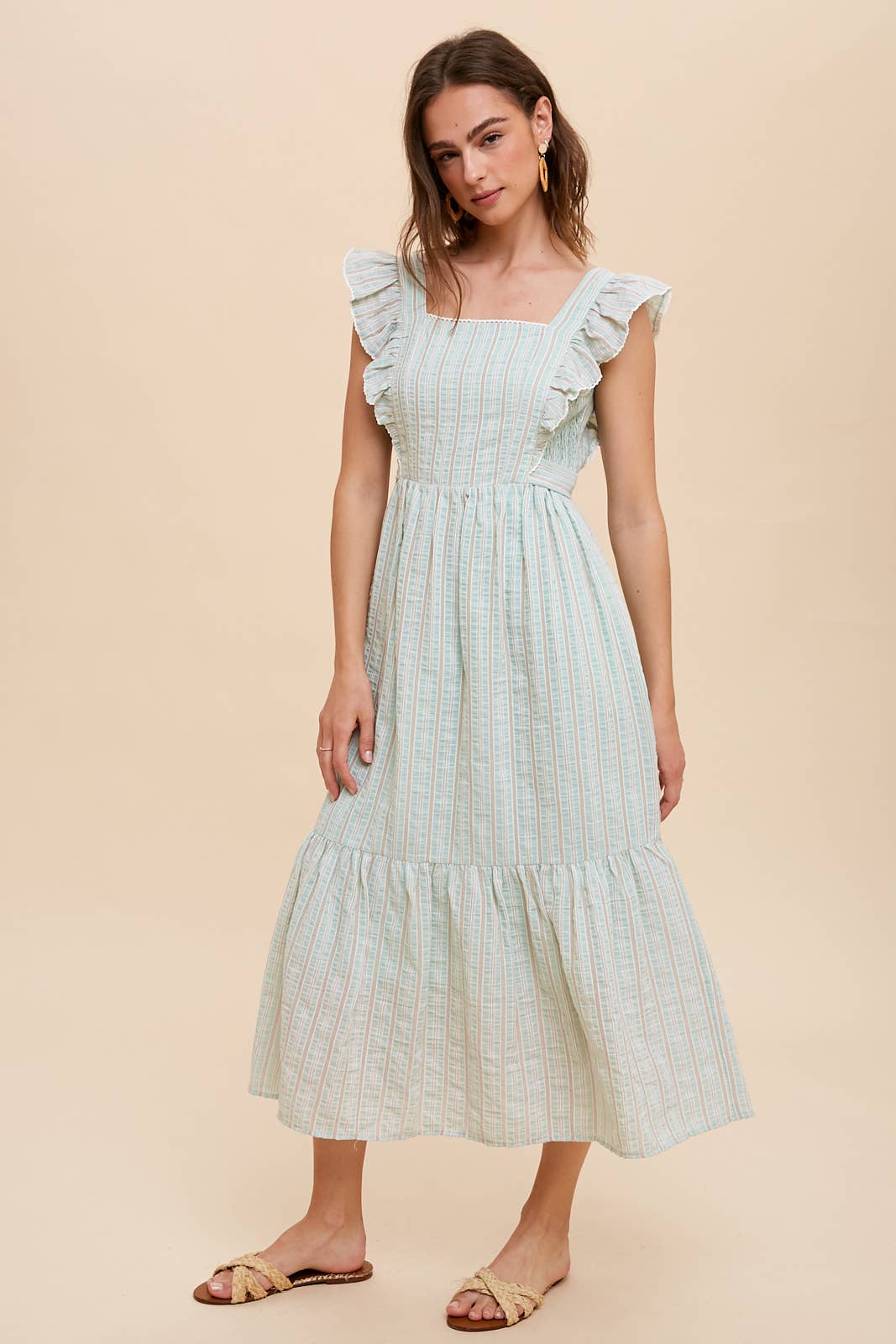 In Loom - Vente Robe – femme - Robe midi à bretelles rayée en coton1