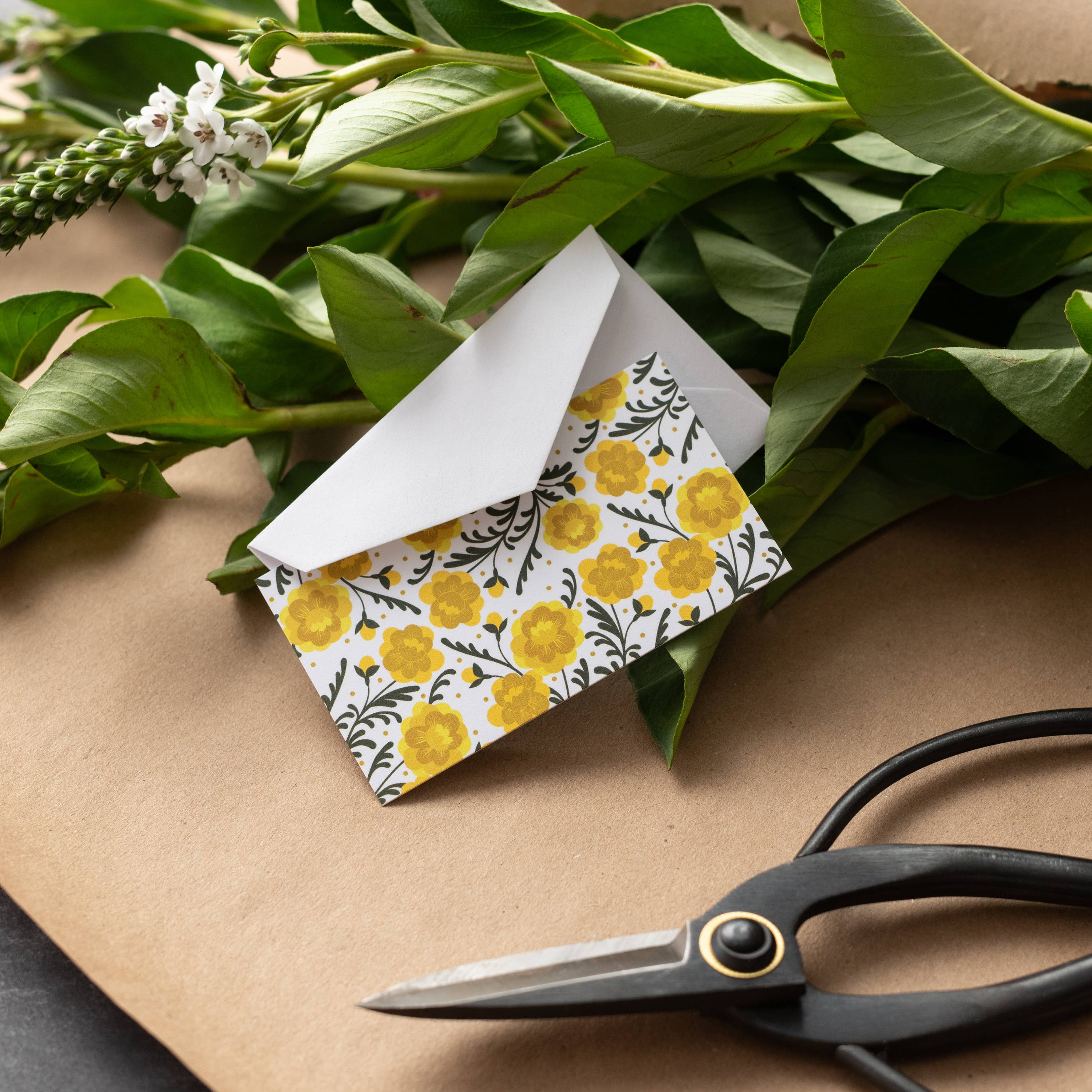 HAZELMADE® Tea Towels + Gifts - Venta al por mayor Conjunto de papelería y tarjetas - Juego de Mini Notas de Caléndula Amarilla | Tarjetas1