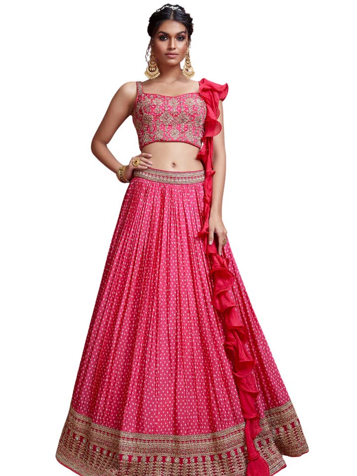 Lehenga designer pink Sharmi for wholesale by narkisfashion
