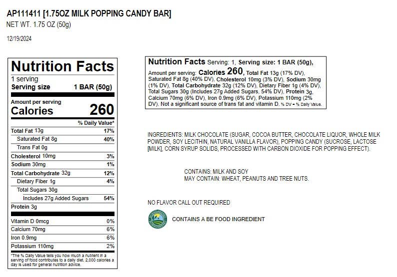 Astor Chocolate Corp. - Wholesale Chocolate Bar - Moodibars STARSTRUCK Milk Chocolate Popping Candy 1.5oz bar2