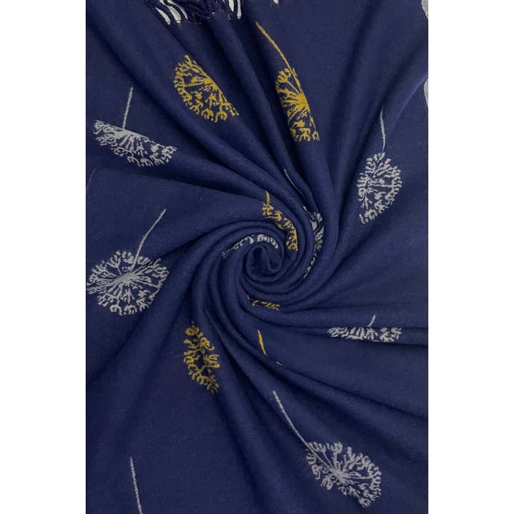 Fashion Scarf World – wholesale Scarf – Women's – Dandelion Print With Reversible Stripe Tassel Scarf23