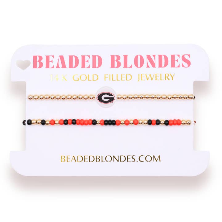 Georgia/Bulldogs Logotyp + Ströarmbandsstapel för wholesale av Beaded Blondes