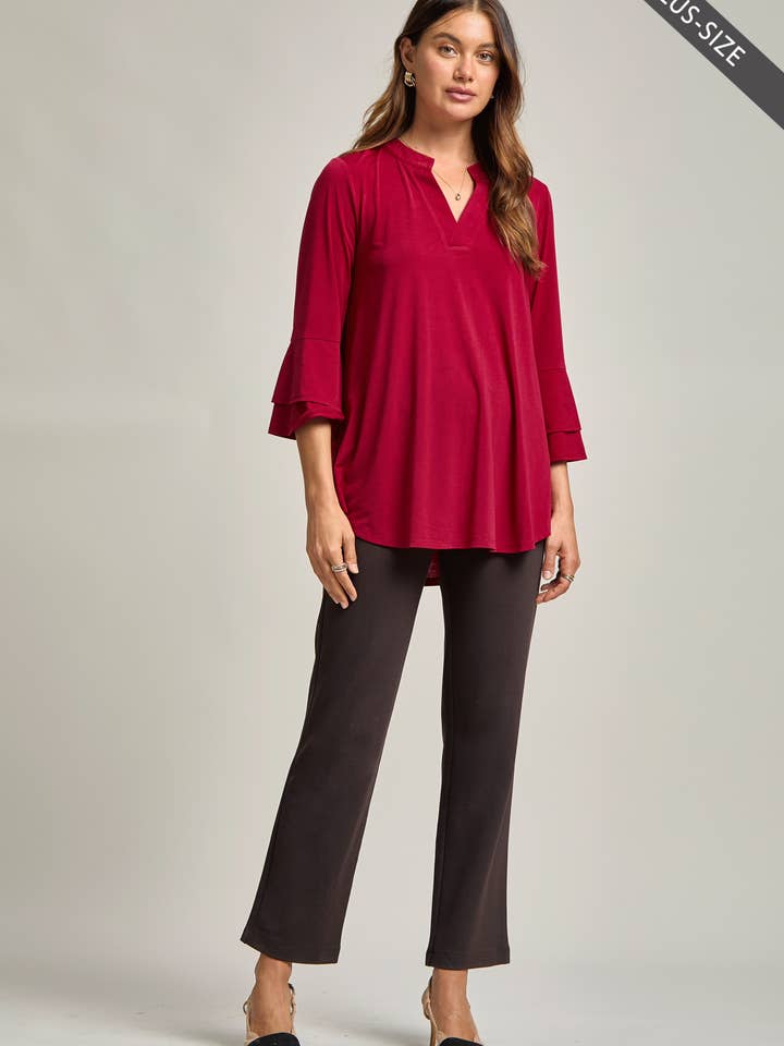 Dear Scarlett - Wholesale Tunic - Women's - PLUS SIZE Solid Color Belled Lizzy Top16