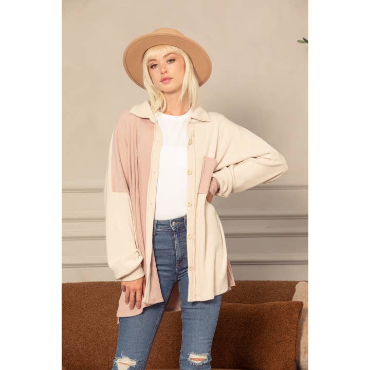 Doudoune en tricot côtelé souple brossé pour la vente par salt & bit