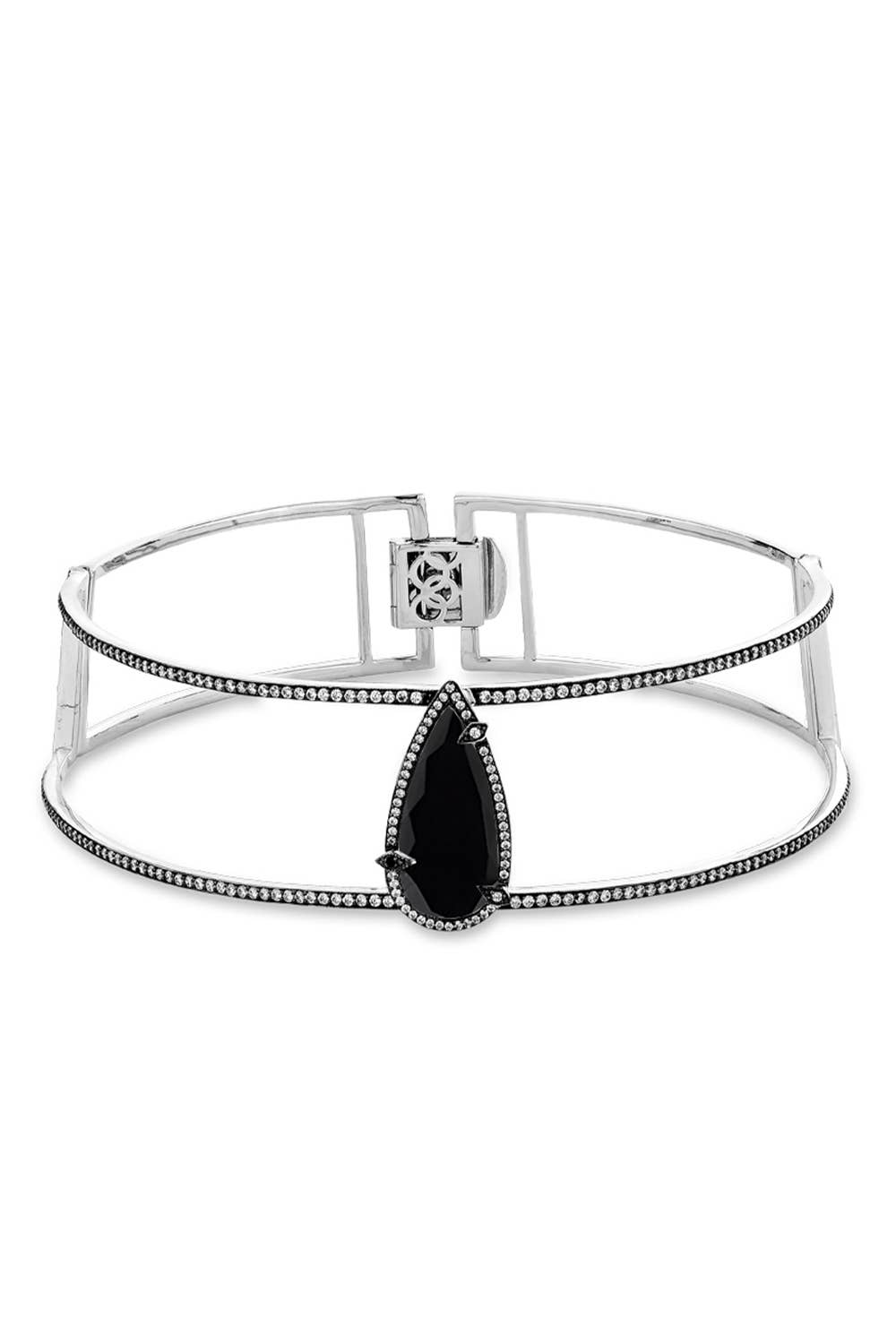 SALLY SKOUFIS™ - Wholesale Choker/collar - Awaken Choker with Black & White Diamonds in Platinum
