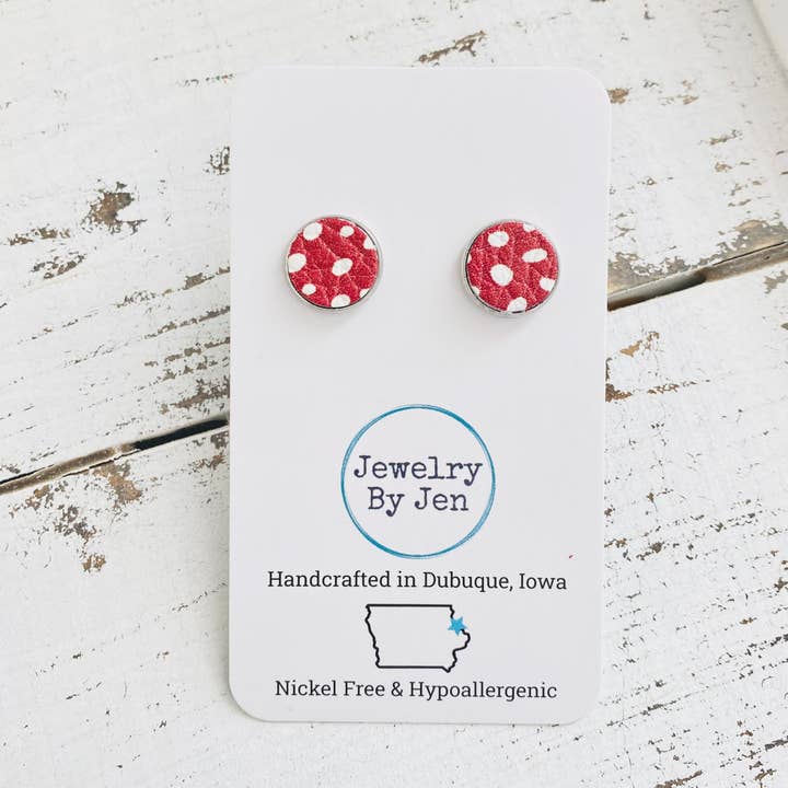 Jewelry By Jen - Wholesale Stud/Post Earrings - Stud Earrings: Red Spots