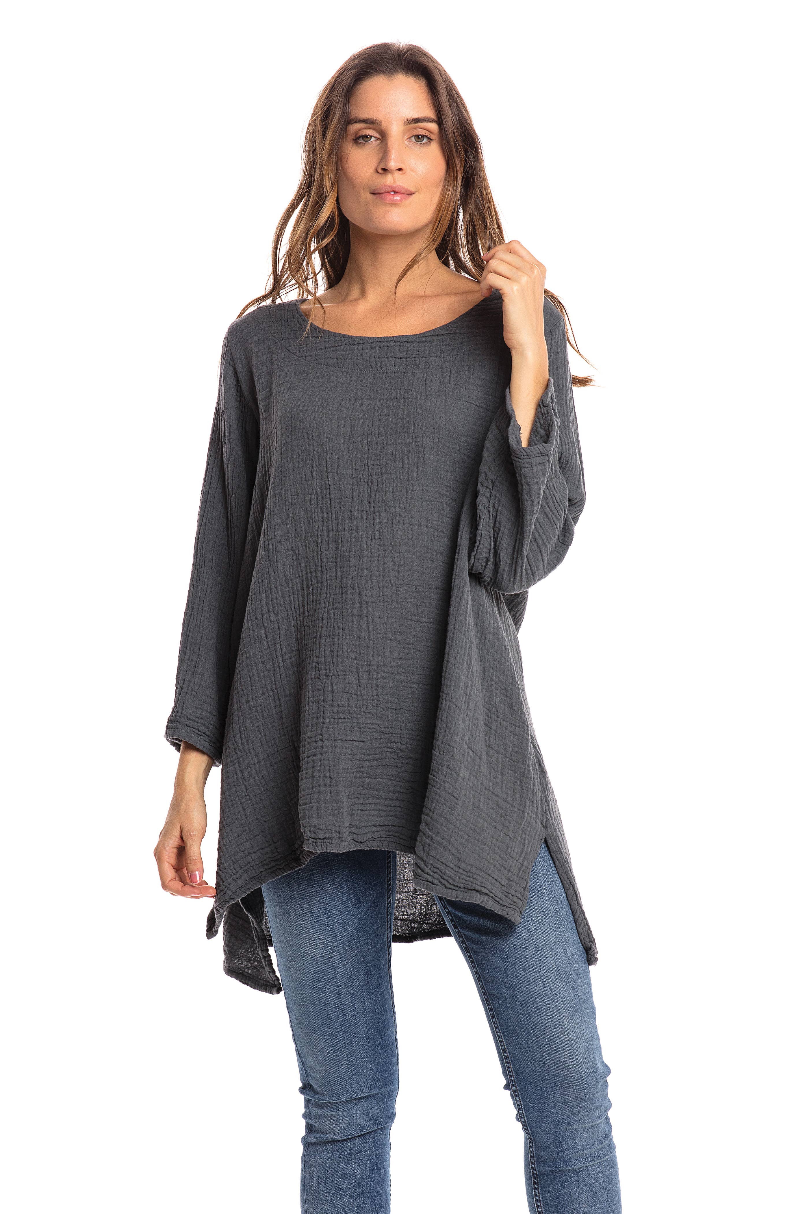 Nusantara Inc. - Wholesale Blouse - Women's - Thai Cotton Long Sleeve Tunic-03477 (S/M, L/X, XXL)24