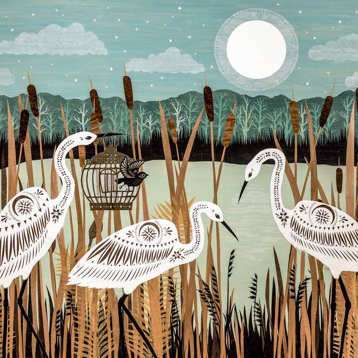 Beyond The Rushes Tall - 16 x 20 tommer udskåret papir kunsttryk for engroshandel hos Rural Pearl: Cut Paper Art by Angie Pickman