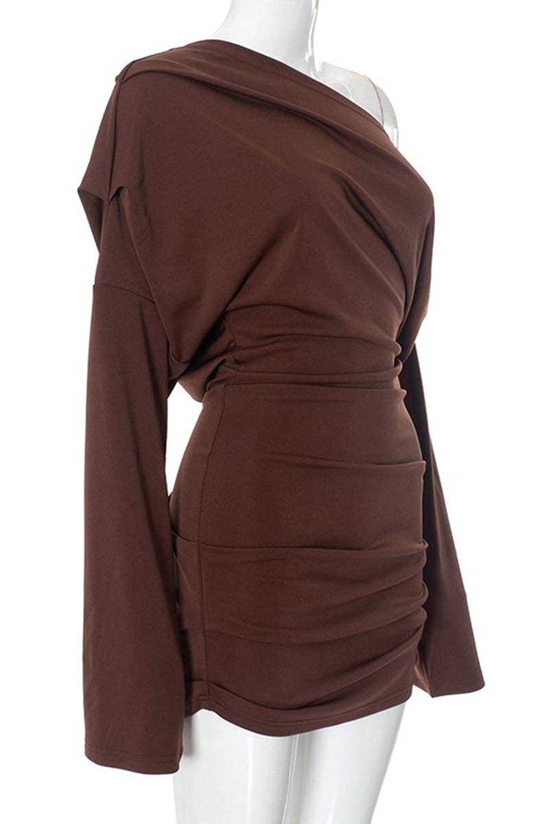 Mccolin - Wholesale Dress - Women's - Off-Shoulder Ruched Mini Dress6