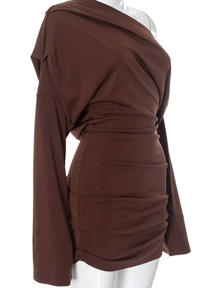 Mccolin - Wholesale Dress - Women's - Off-Shoulder Ruched Mini Dress6