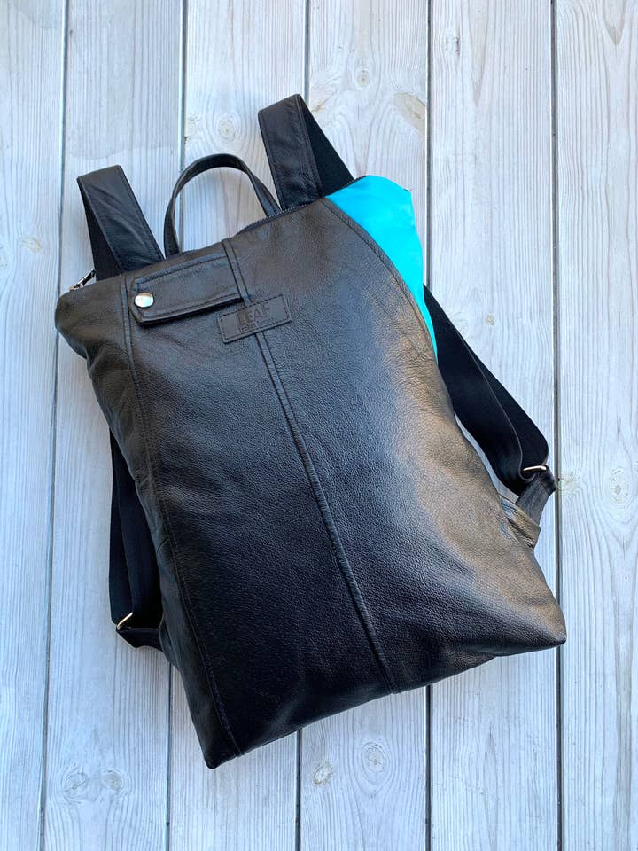 Backpack With Zipper Pocket, Black Leather Backpack, Purse for wholesale by LeaF