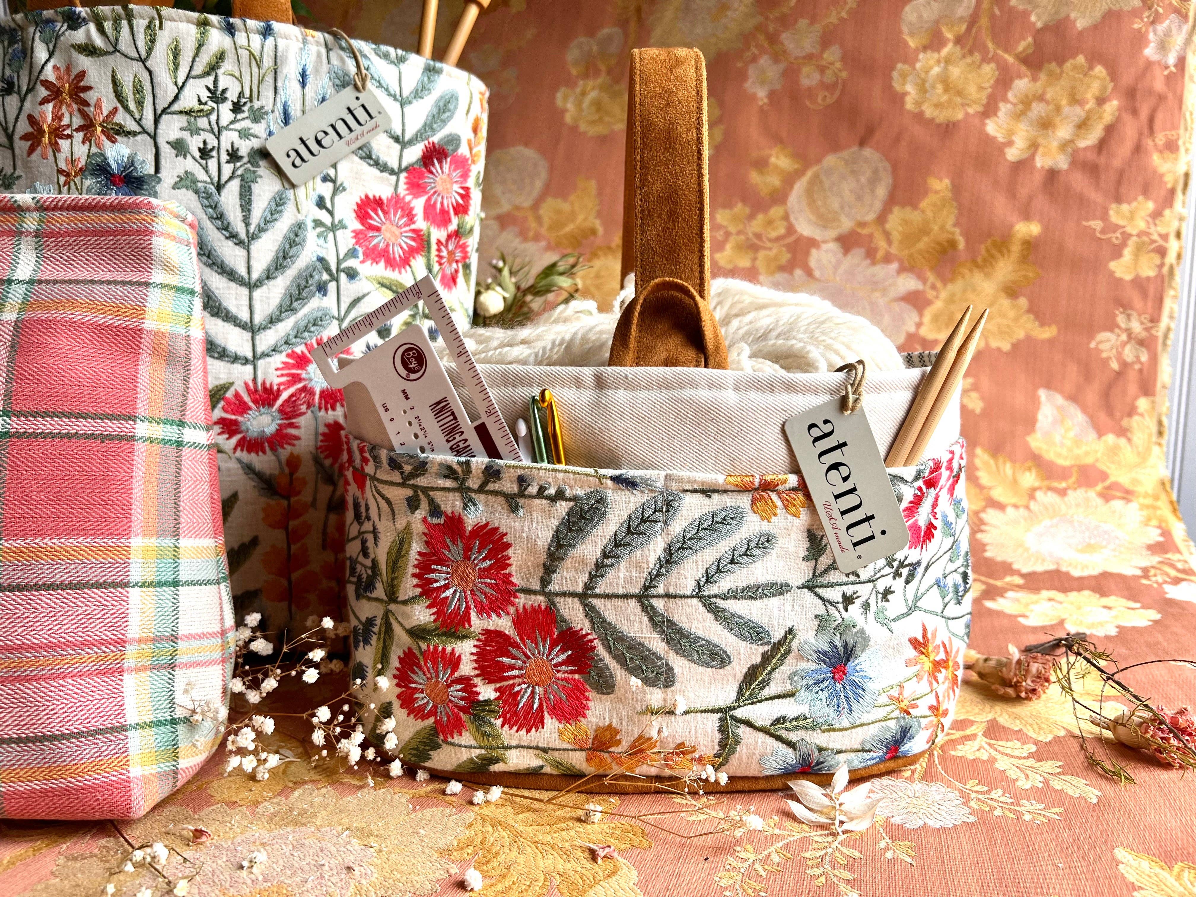 Atenti – Artigos de tricô/crochê por atacado – Bolsa organizadora de tricô e crochê: Wildflower Caddy2