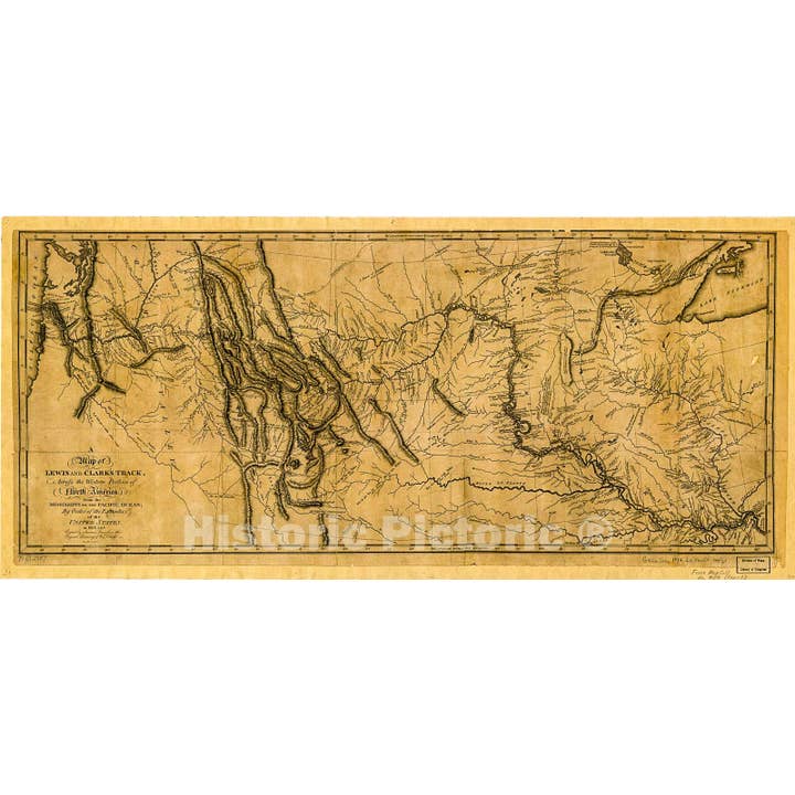 1814 Mappa di Lewis e Clark: Mississippi all'Oceano Pacifico per la vendita all'ingrosso da parte di Historic Pictoric