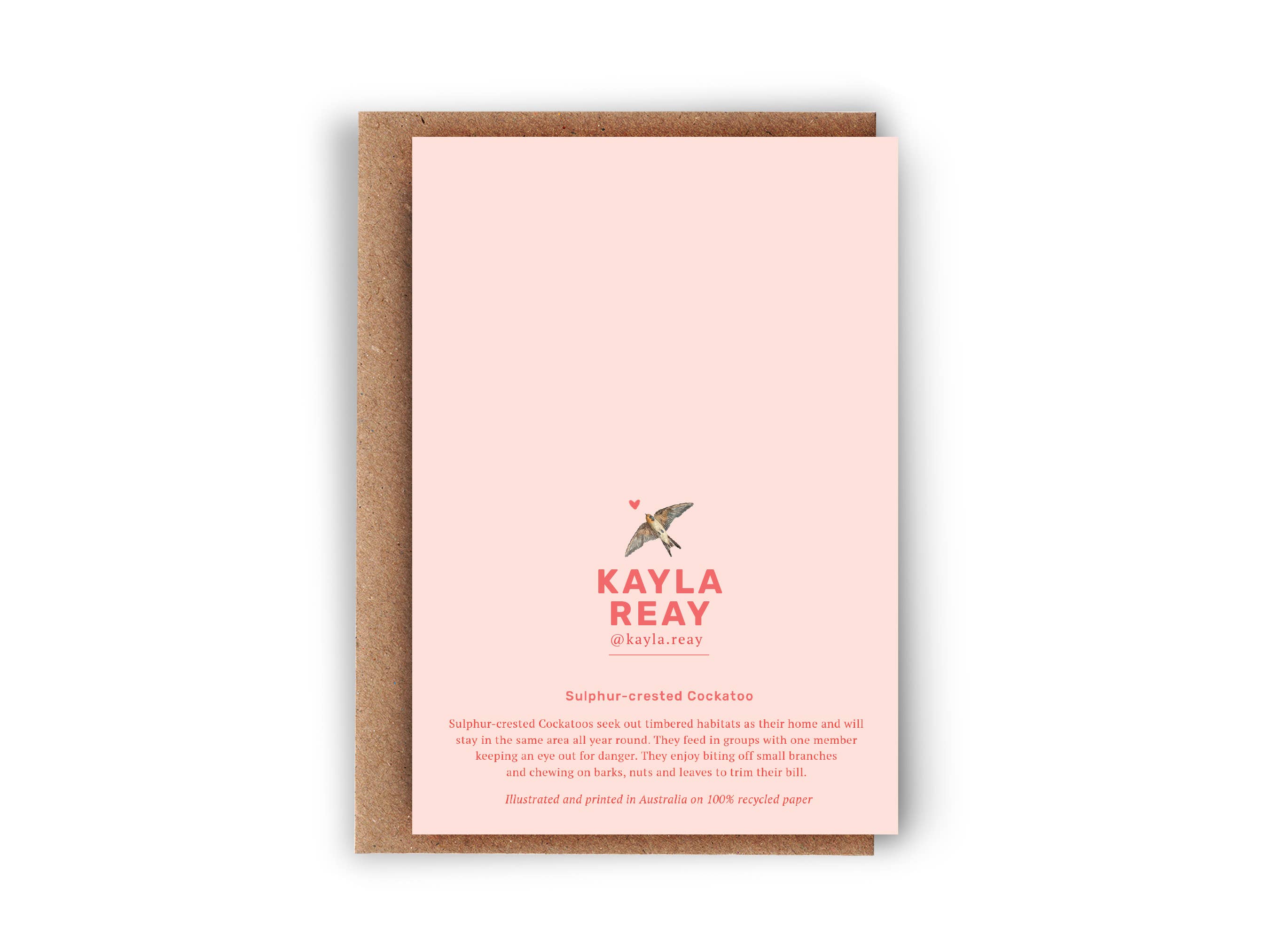 Kayla Reay Design - Vente Carte de vœux classique - Carte de vœux Cacatoès à huppe jaune - Art d'oiseau australien1