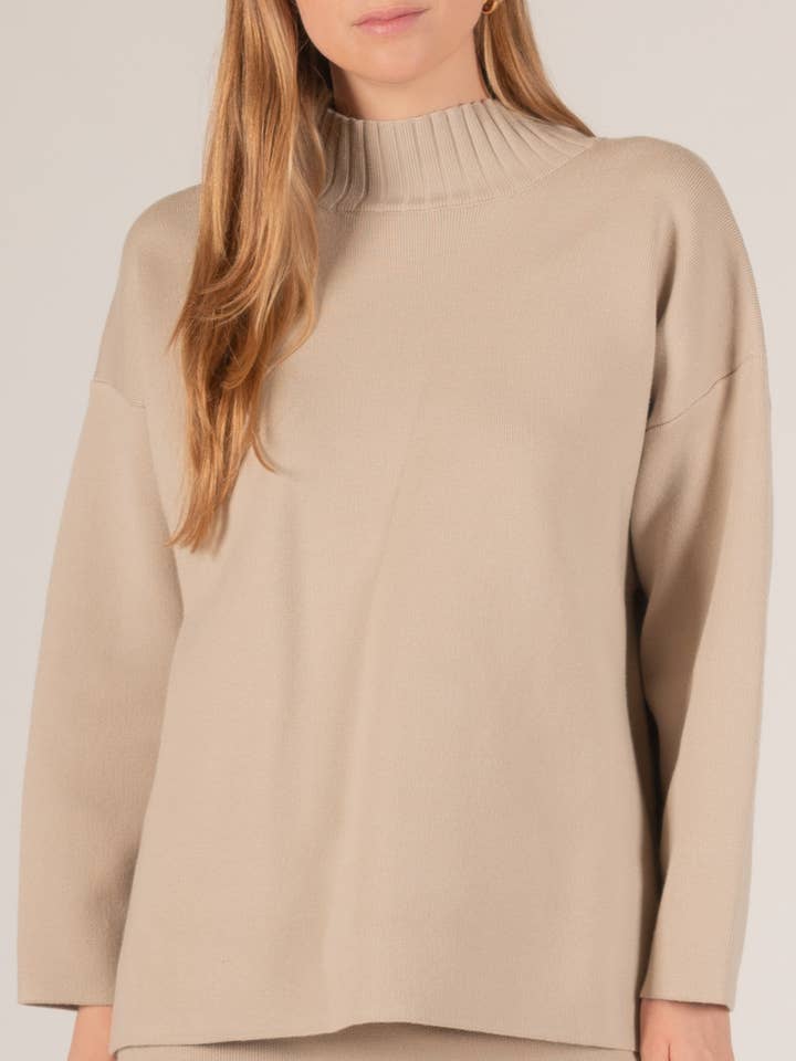 Heavy Knit Mock Neck Sweater Top for wholesale by Before You Collection