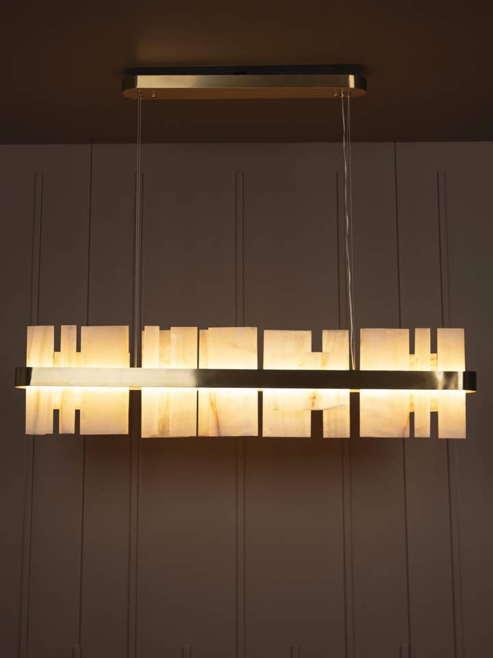 Ekho Antik Marmor Spisebord Top Vedhæng Lys Lysekrone 120 Cm | Moderne Dekorativ Belysning Til Hjem & Hoteller for engroshandel hos HEKA LIGHTING & TRADING LTD