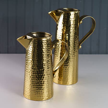 India Handicrafts Inc - Wholesale Pitcher - Gold Hammered Pitcher