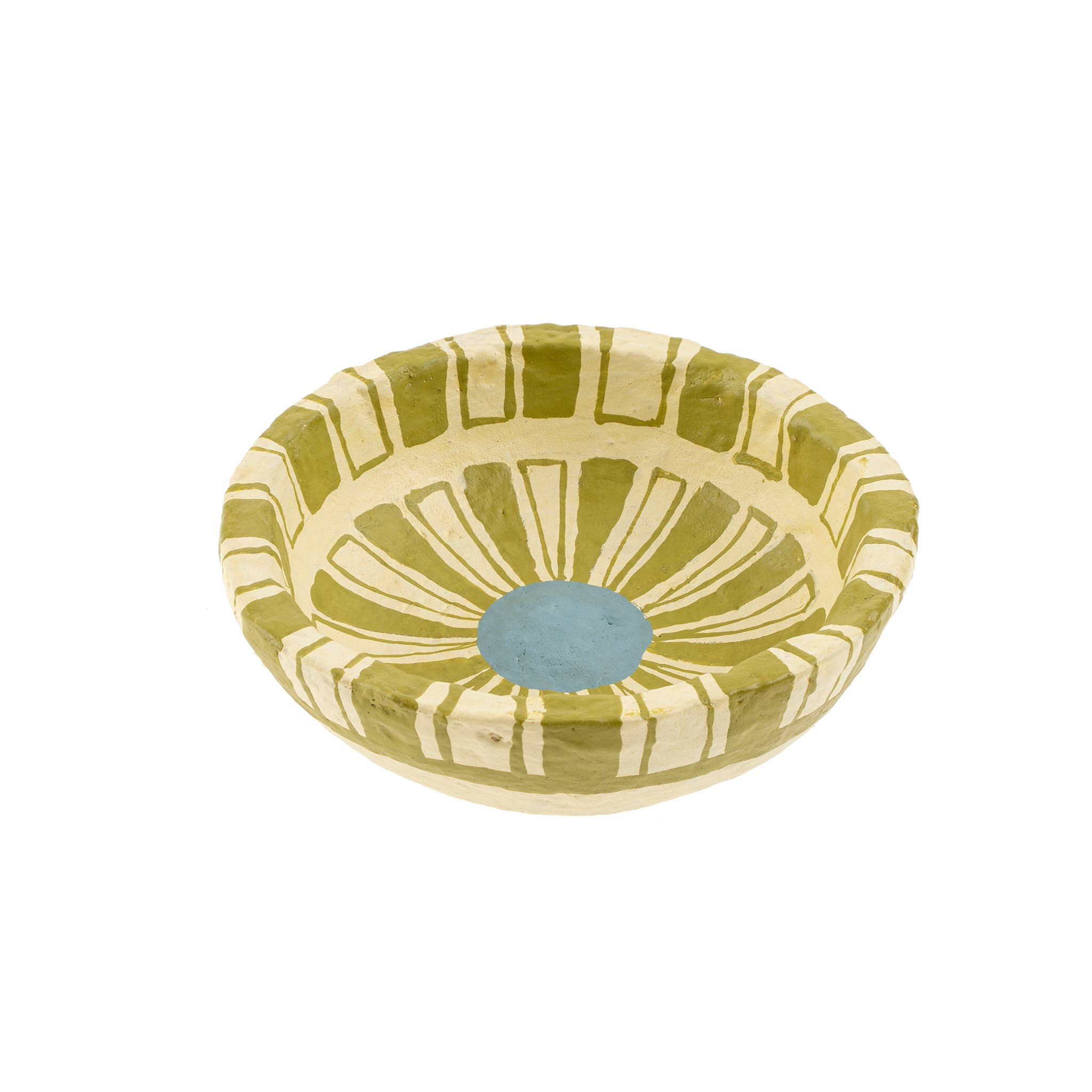 Indaba Trading - Wholesale Decorative Plate/Dish/Bowl - Painted Paper Mache Mini Bowl, Green Stripe0