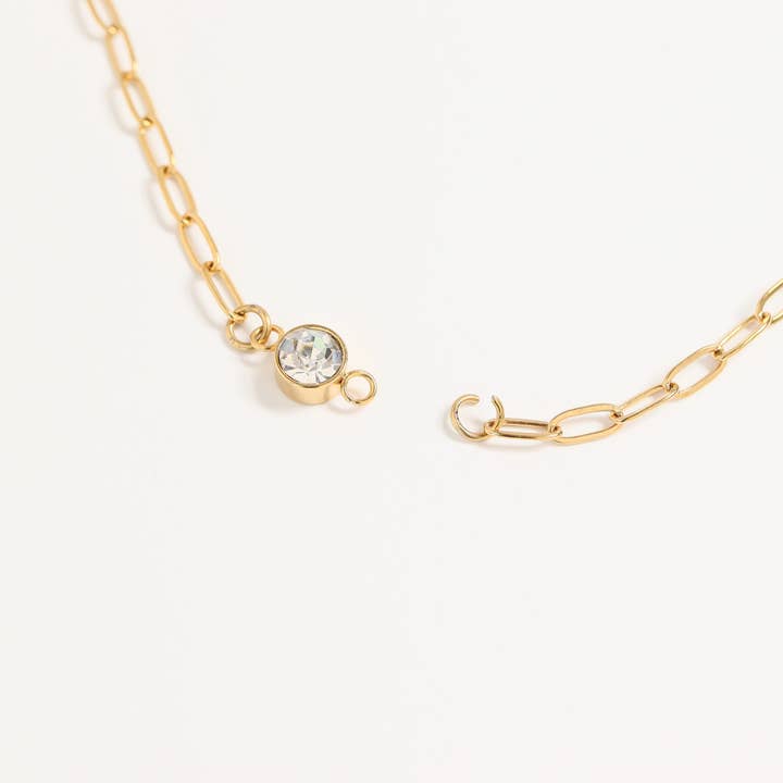 WJW - Wholesale Individual Charm/Pendant - 18K Gold PVD Stainless Steel Birthstone Connector Charm