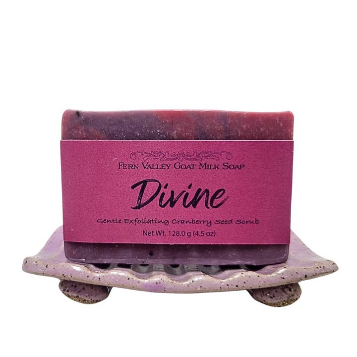Fern Valley Goat Milk Soap - Wholesale Bar Soap - Natural Goat Milk Soap | Exfoliating Cranberry-Seed Scrub | Divine - Musky Floral Scent