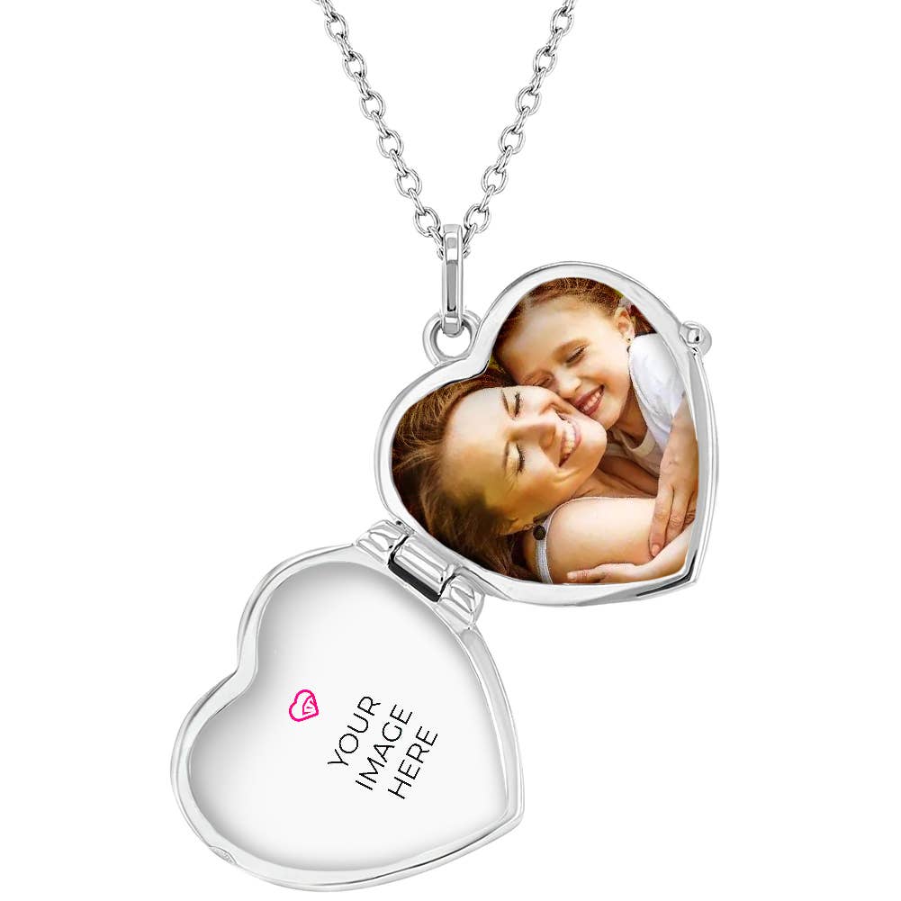 In Season Jewelry – wholesale Kids necklace – Kids – Heart Shaped Photo Locket Kids Necklace - Sterling Silver2