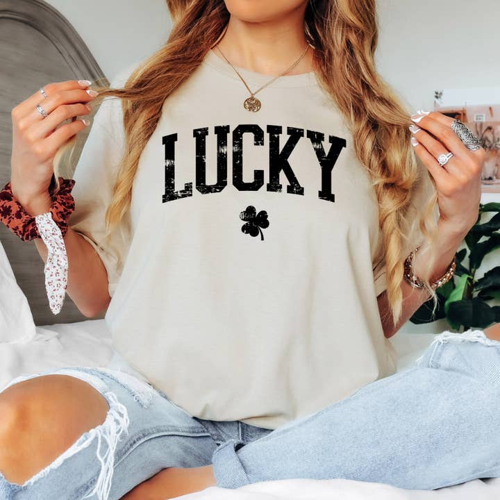 Lucky Shirt (Black Font) for wholesale by Timeless Tees Shop