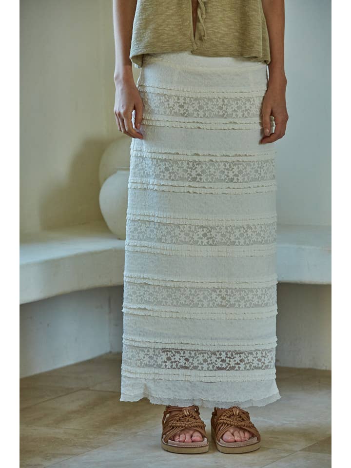 By Together – wholesale Kjol - Dam – L8171 | Vävda Nylon Spandex Spets Pennkjol Midi