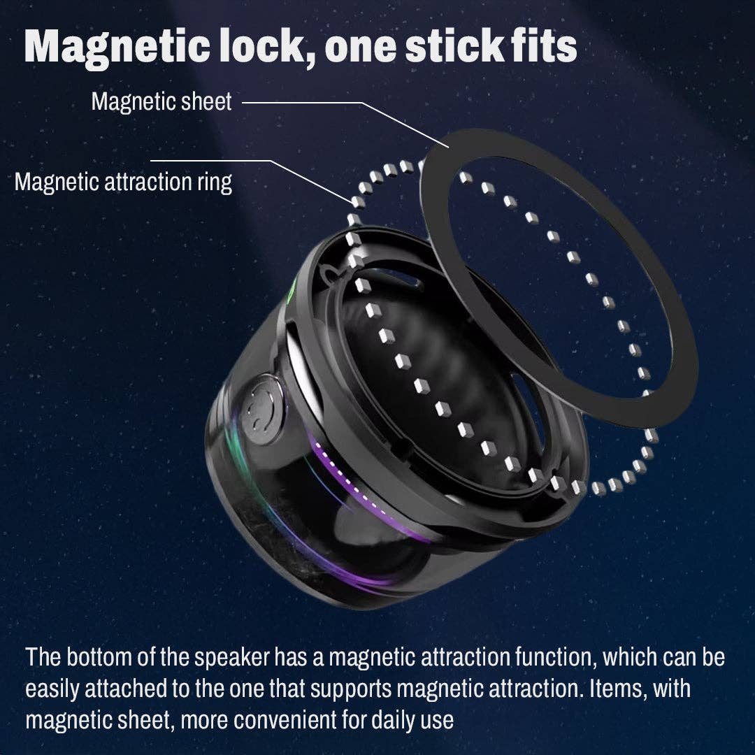 Mtistanbul LTD – Engroshandel Højtalere – Magnetisk Bluetooth-højttaler – 360° stereolyd, LED-lysdesign og magnetisk montering til smarte enheder4